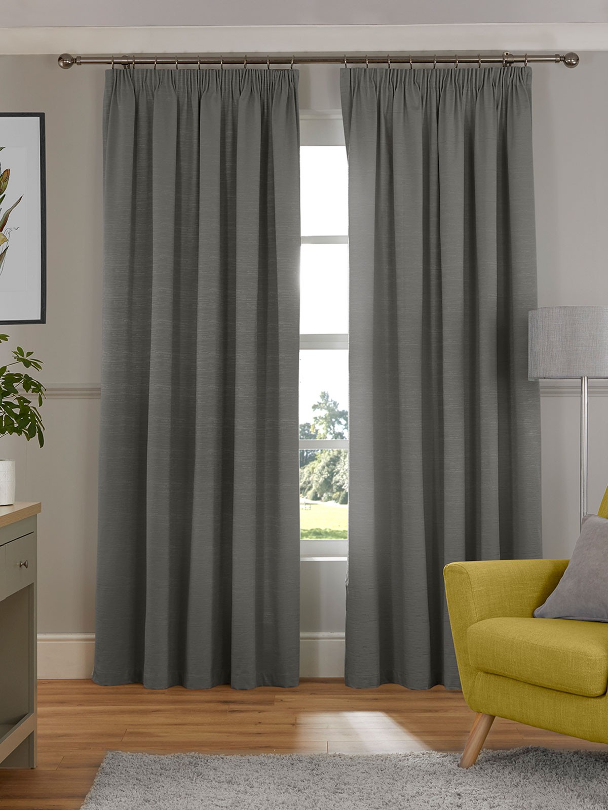 Grey Harmony Blackout Pencil Pleat Curtains | Ponden Home