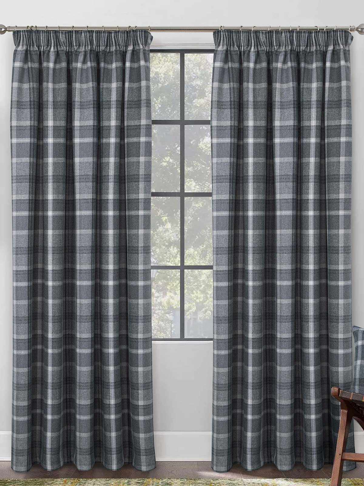 Grey check deals curtains
