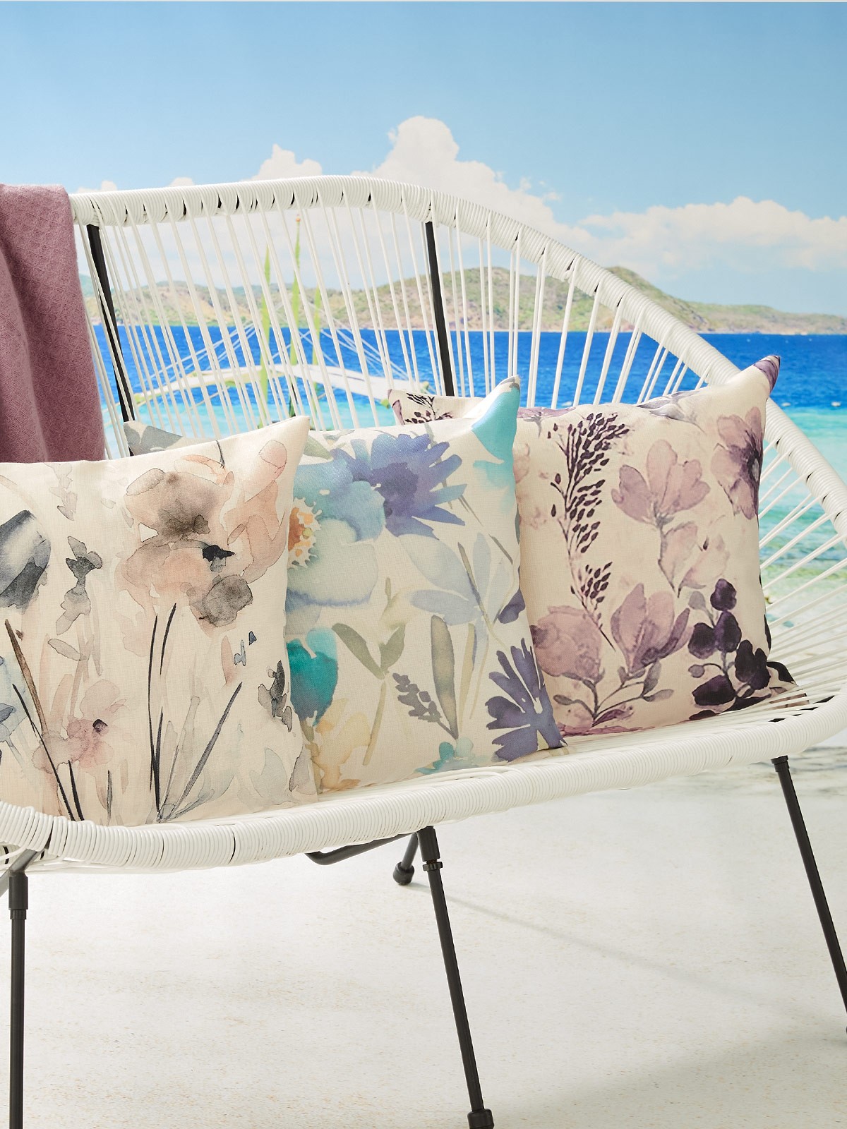 Lilac Floral Print Cushion Ponden Home