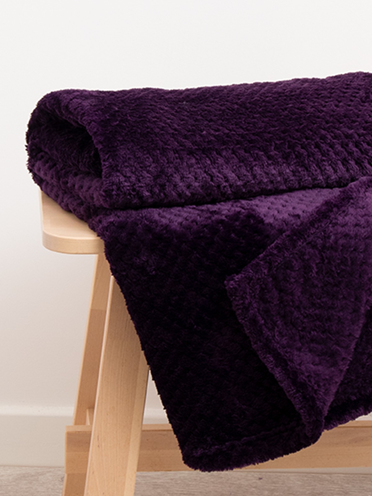 Purple Waffle Fleece Throw Ponden Home