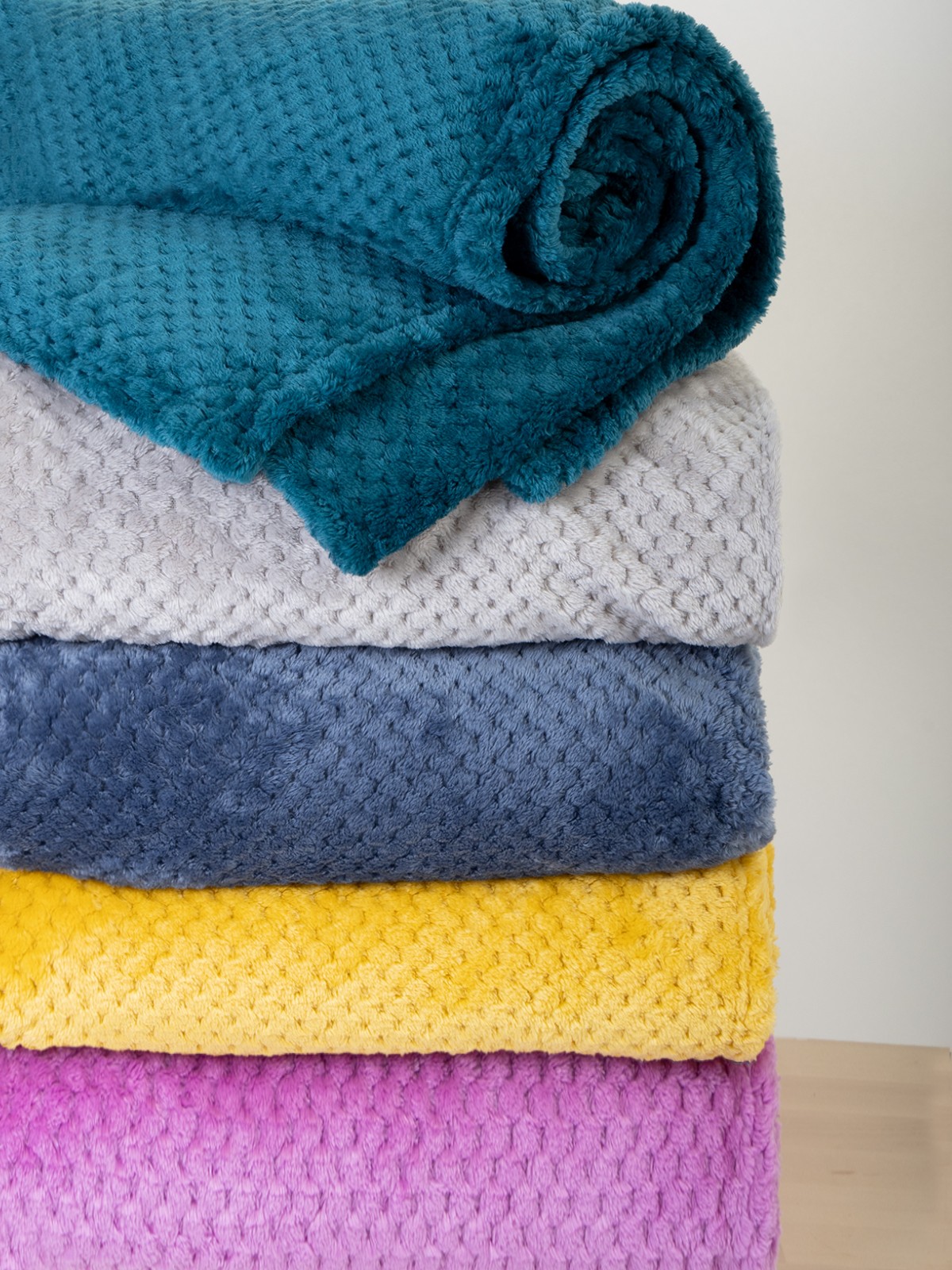 Teal Waffle Fleece Throw Ponden Home