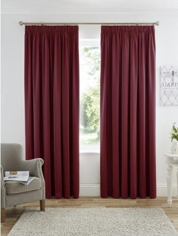 Harmony Thermal Blackout Pencil Pleat Curtains Red | Ponden Home