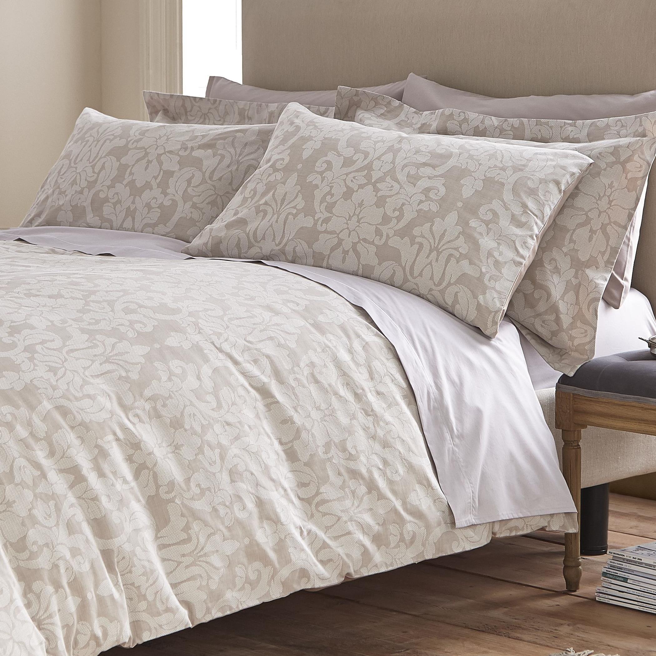 Bianca Textured Cotton Jacquard Bedding Collection Natural | Ponden Home