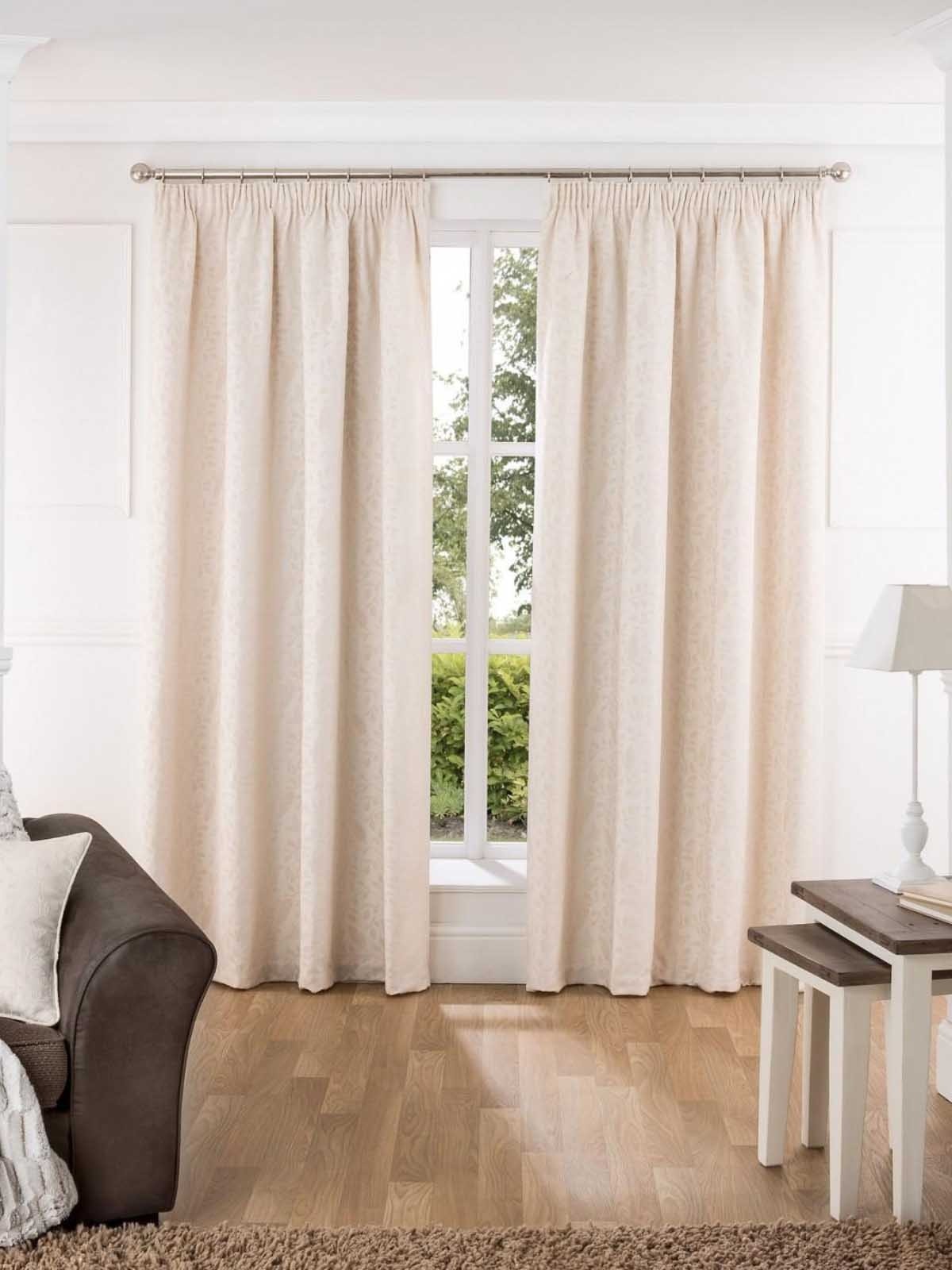 Kelso Jacquard Pencil Pleat Curtains Cream Ponden Home