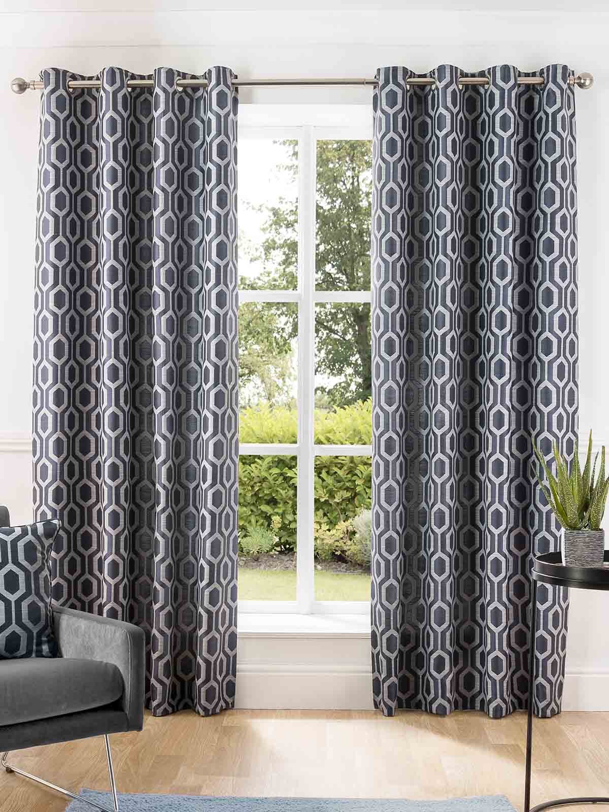Link Geometric Jacquard Eyelet Curtains Ponden Home