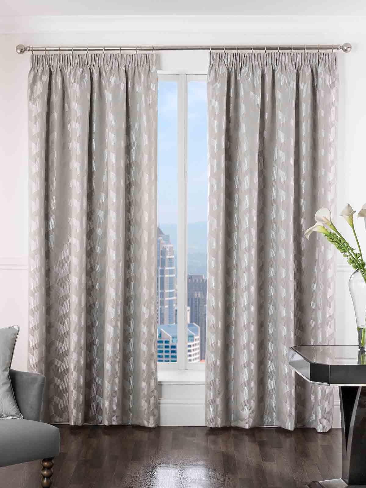 Oslo Jacquard Pencil Pleat Curtains | Ponden Home