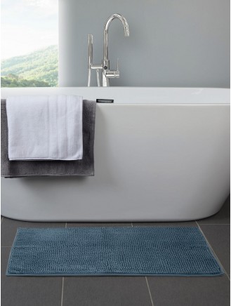 Chenille Bobble Bathmat Blue