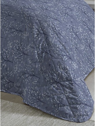 Oakley Tree Print Easy Care Blue Bedspread