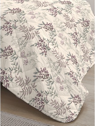 Erin Leaf Print Easy Care Plum Bedspread