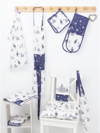Stag Print Cotton Navy 3-Pack Tea Towels