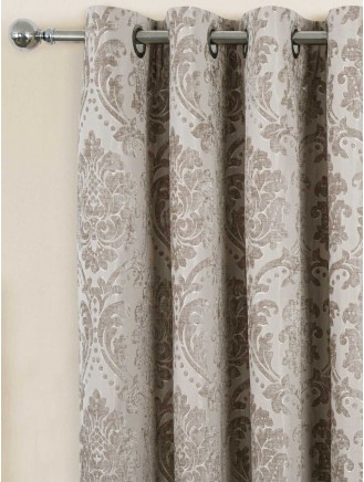 Champagne Valencia Jacquard Eyelet Curtains