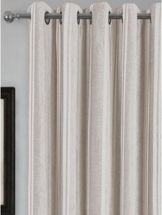 Champagne Velvet Stripe Eyelet Curtains
