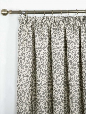 Grey Jacquard Pencil Pleat Curtains