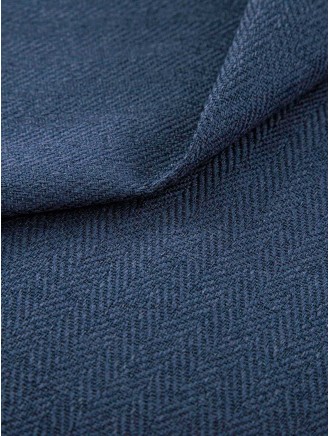 Navy Herringbone Blackout Eyelet Door Curtain