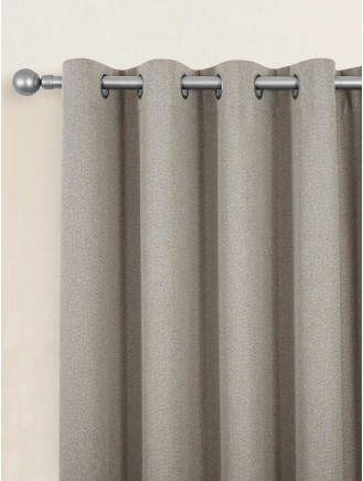 Natural Herringbone Blackout Eyelet Curtains