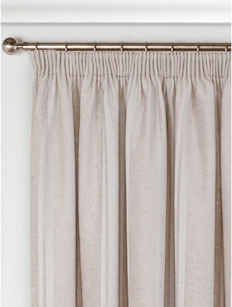 Champagne Velvet Stripe Pencil Pleat Curtains