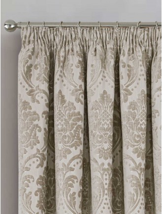 Champagne Valencia Jacquard Pencil Pleat Curtains