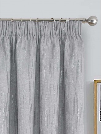 Silver Corsica Pencil Pleat Curtains
