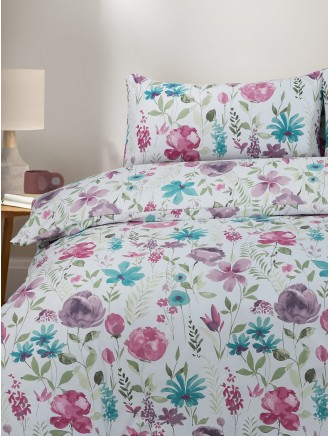 Painterly Floral Print Soft Touch Grey Duvet Set