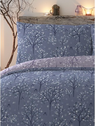 Oakley Tree Print Easy Care Blue Duvet Set