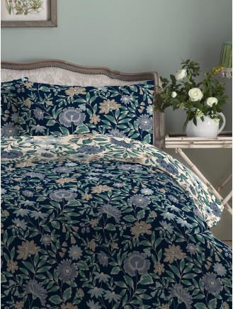 Helena Floral Print Easy Care Navy Duvet Set