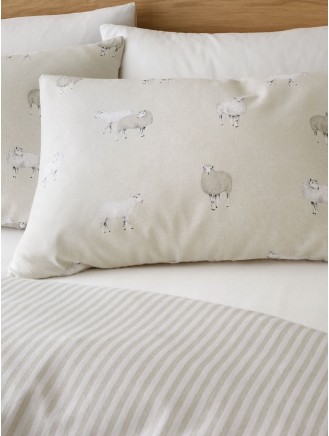 Catherine Lansfield Brushed Cotton Sheep Natural Duvet Set