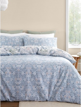 Bianca Hedgerow Hopper Floral 200 Thread Count Cotton Percale Blue Duvet Set