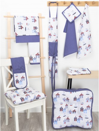 Pure Cotton Beach Huts Print Seatpad