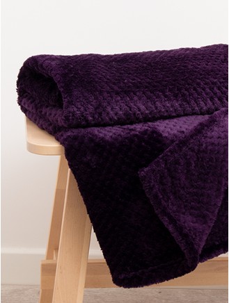 Purple Waffle Fleece Throw