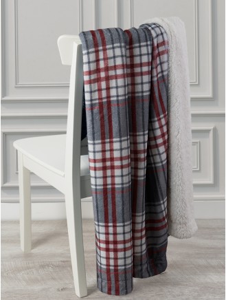 Grey Check Sherpa Throw