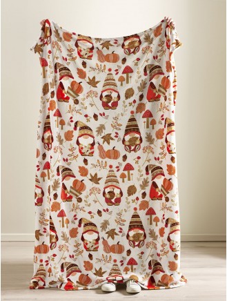 Catherine Lansfield Woodland Gonks Cosy Fleece Natural Throw