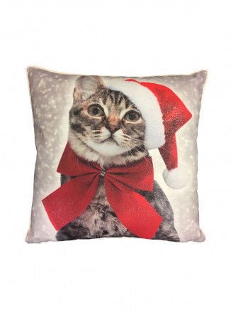 Red Festive Cat Cushion