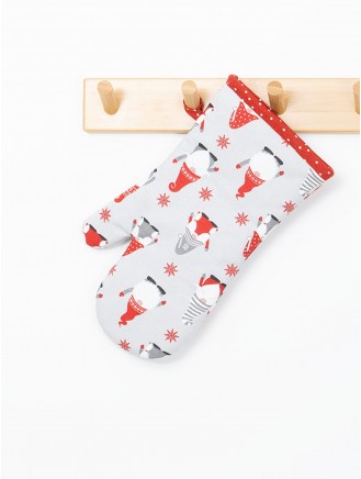 Gonks Print Cotton Grey Single Oven Glove