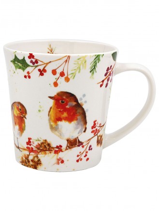 Winter Robins Fine China Boxed Mug