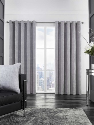 Silver Corsica Eyelet Curtains