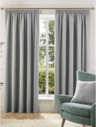 Grey Harlow Blackout Pencil Pleat Curtains