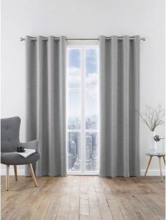 Grey Harlow Blackout Eyelet Curtains