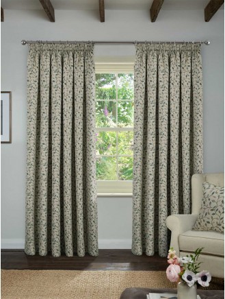 Blue Sherbourne Jacquard Pencil Pleat Curtains