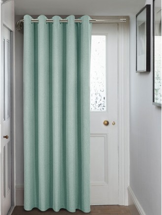 Duck Egg Herringbone Blackout Eyelet Door Curtain