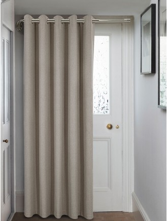Natural Herringbone Blackout Eyelet Door Curtain