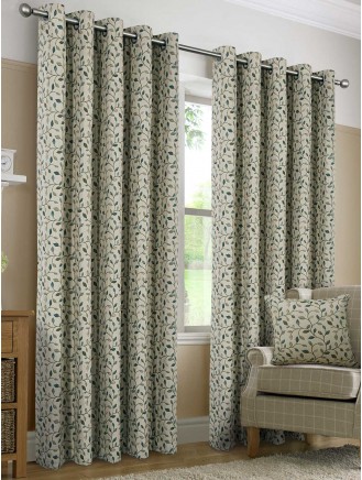 Blue Sherbourne Jacquard Eyelet Curtains