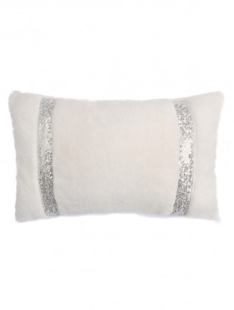 By Caprice Home Ingrid - Faux Fur Sequin Filled Cushion Ivory