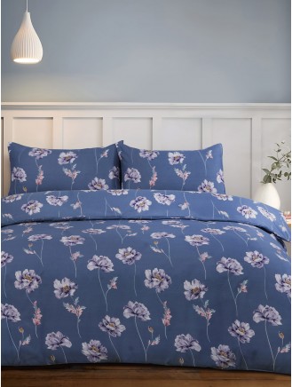 Viola Floral Print Soft Touch Navy Duvet Set