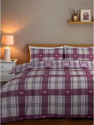 Hartley Check Brushed Plum Duvet Set