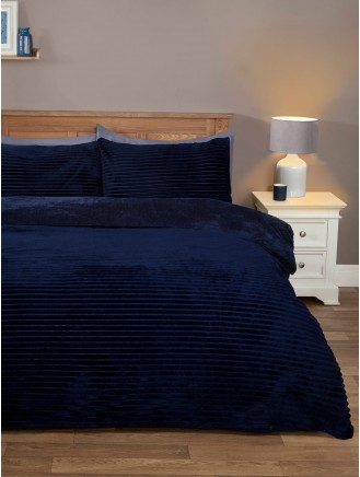 Ribbed Fleece Navy Duvet Set 