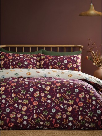 Catherine Lansfield Autumn Pumpkins Plum Duvet Set