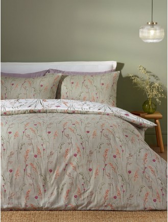 Catherine Lansfield Brushed Cotton Grasmere Floral Green Duvet Set