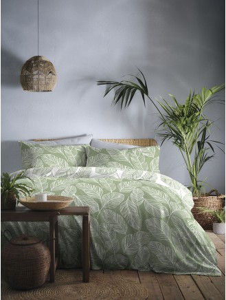 Fusion Matteo Leaf Green Duvet Set