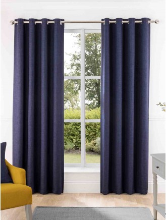 Navy Harlow Blackout Eyelet Curtains