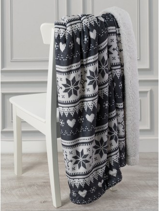 Grey Fairisle Sherpa Throw
